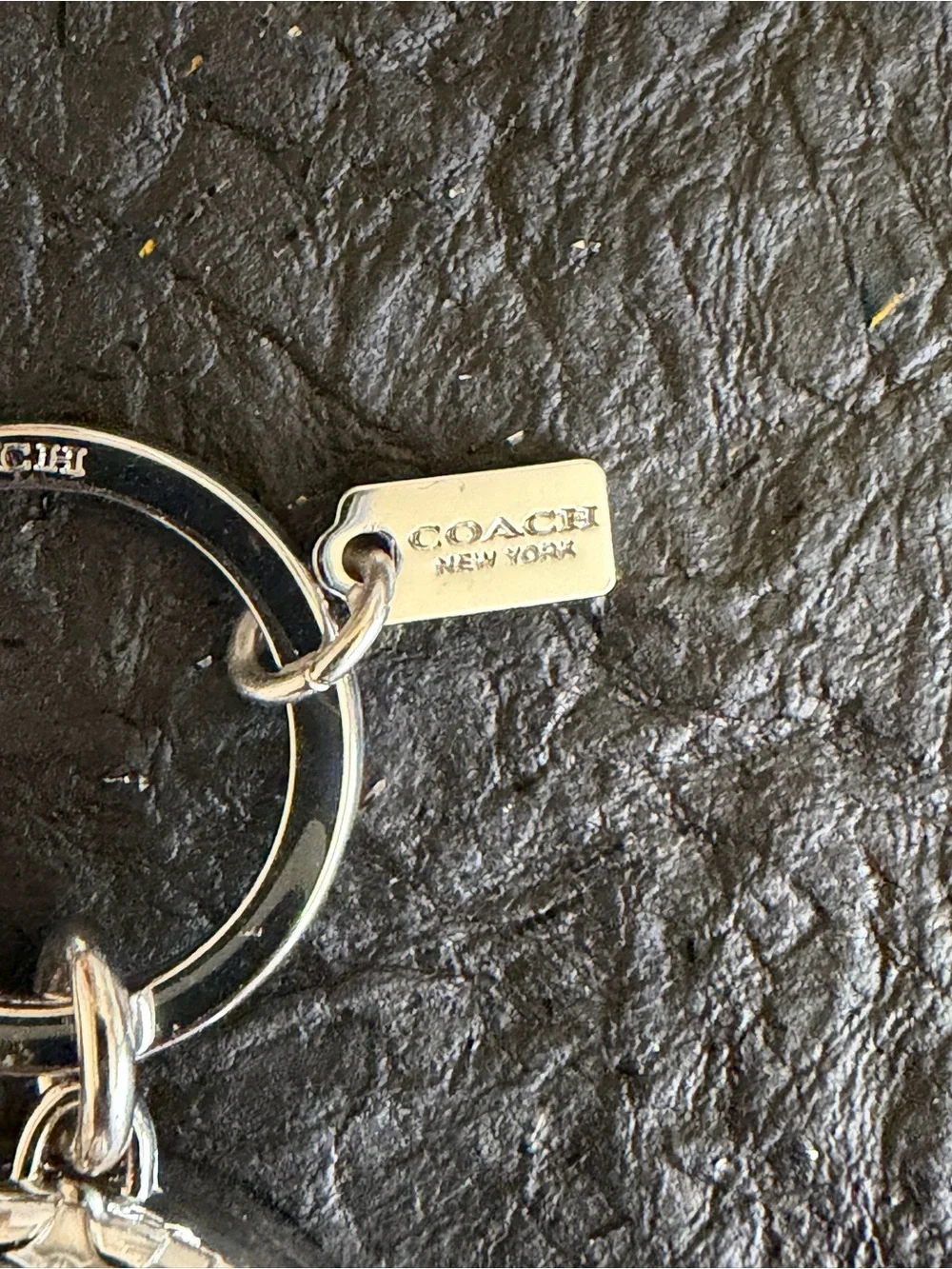 Coach Signature C Turnlock Valet Key Fob Keychain Silver Tone